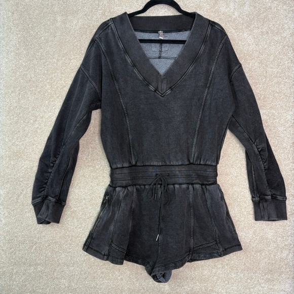 Free People Pants - FREE PEOPLE MOVEMENT Intercept Romper Women's Medium Washed Black